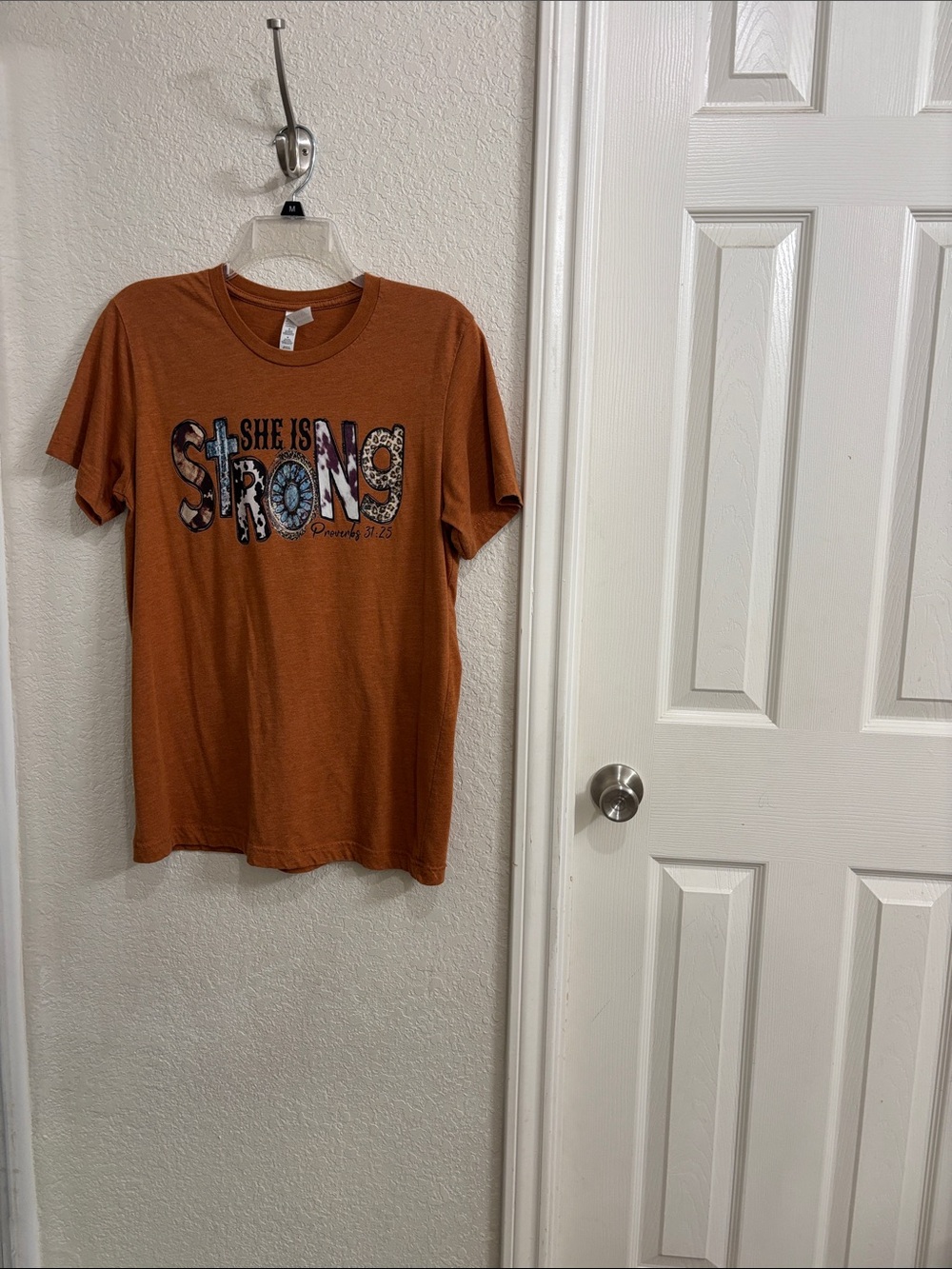 Bella Canvas Rust Orange 'She Is Strong' Graphic Tee for Kids